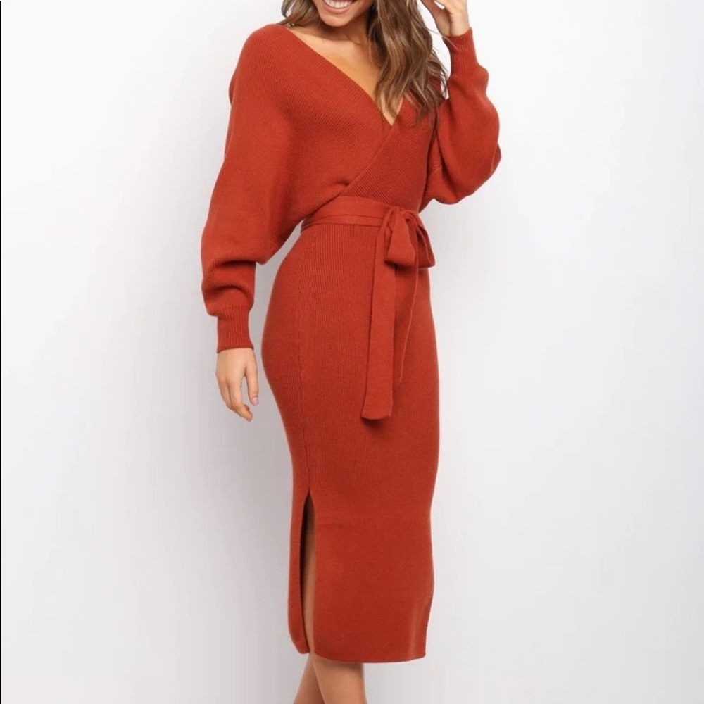 Petal & Pup Midi Wrap Sweater Winter Dress Size Small